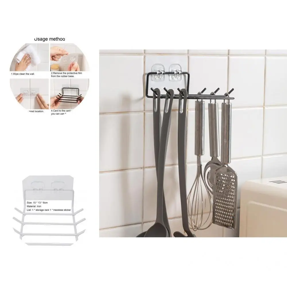 

Minimalist Durable Saving Space Cooking Utensils Hanger Wrought Iron Cooking Utensil Rack Anti-rust Kitchen Accessories