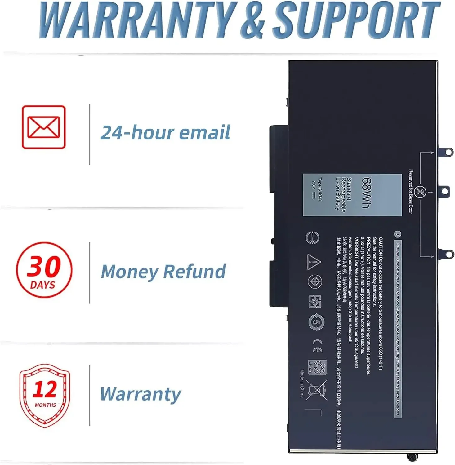 Фото Сменный аккумулятор GJKNX для ноутбука Dell Latitude 5580 5480 5280 5490 5590 E5480 E5490 E5280 E5590 Precision 15 3520 3530 №4