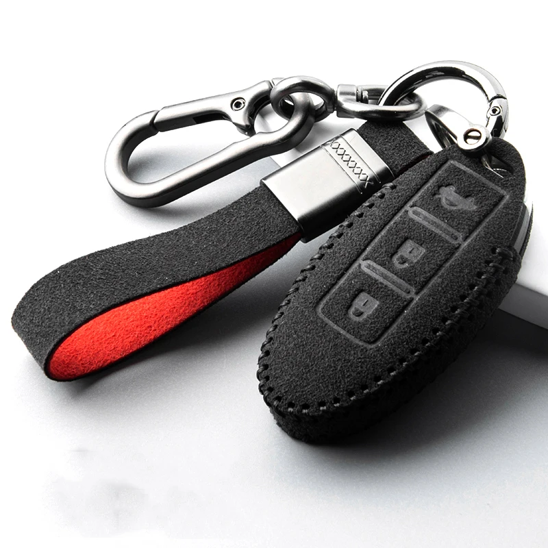 

High Quality Suede Leather Car Key Case Cover For Nissan X-trail 2017-2021 Qashqai Rogue Sport Rogue 2016-2021 Altima Versa Car