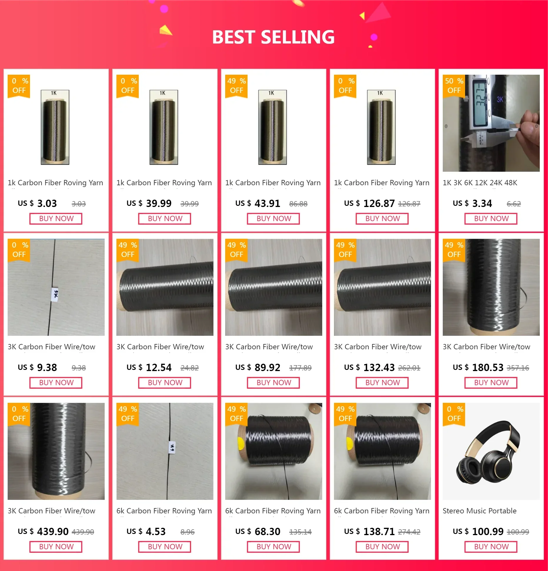 1k ровинговая нить из углеродного волокна проводящая нагревательная 3800 МПа 1000 м