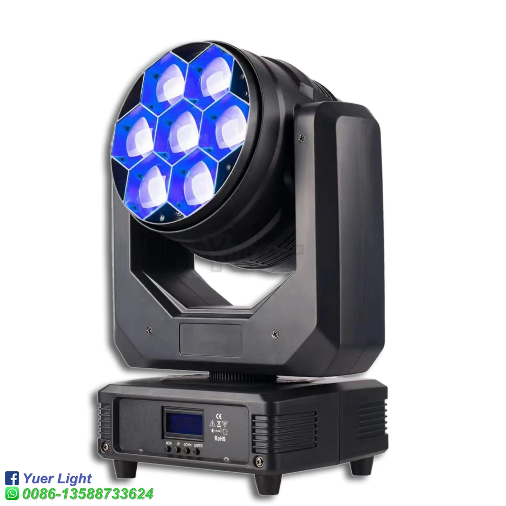 YUER LED 7x40 Вт RGBW Beam Wash Zoom Moving Head Light DMX 17 CH DJ Disco Party Church TV Studio Сценический эффект