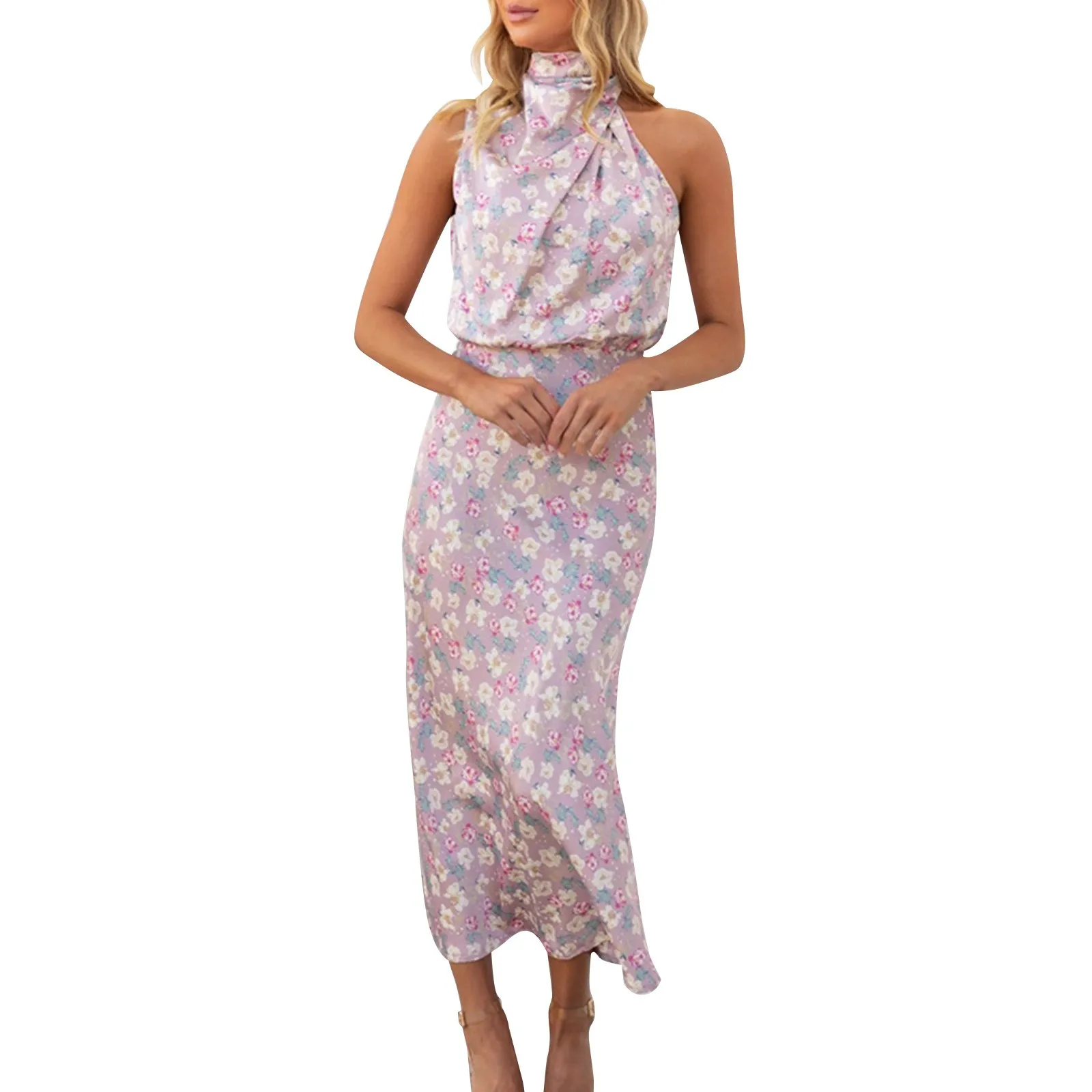 

Лидер продаж, модное женское летнее Повседневное платье средней длины из искусственного шелка с цветочным принтом