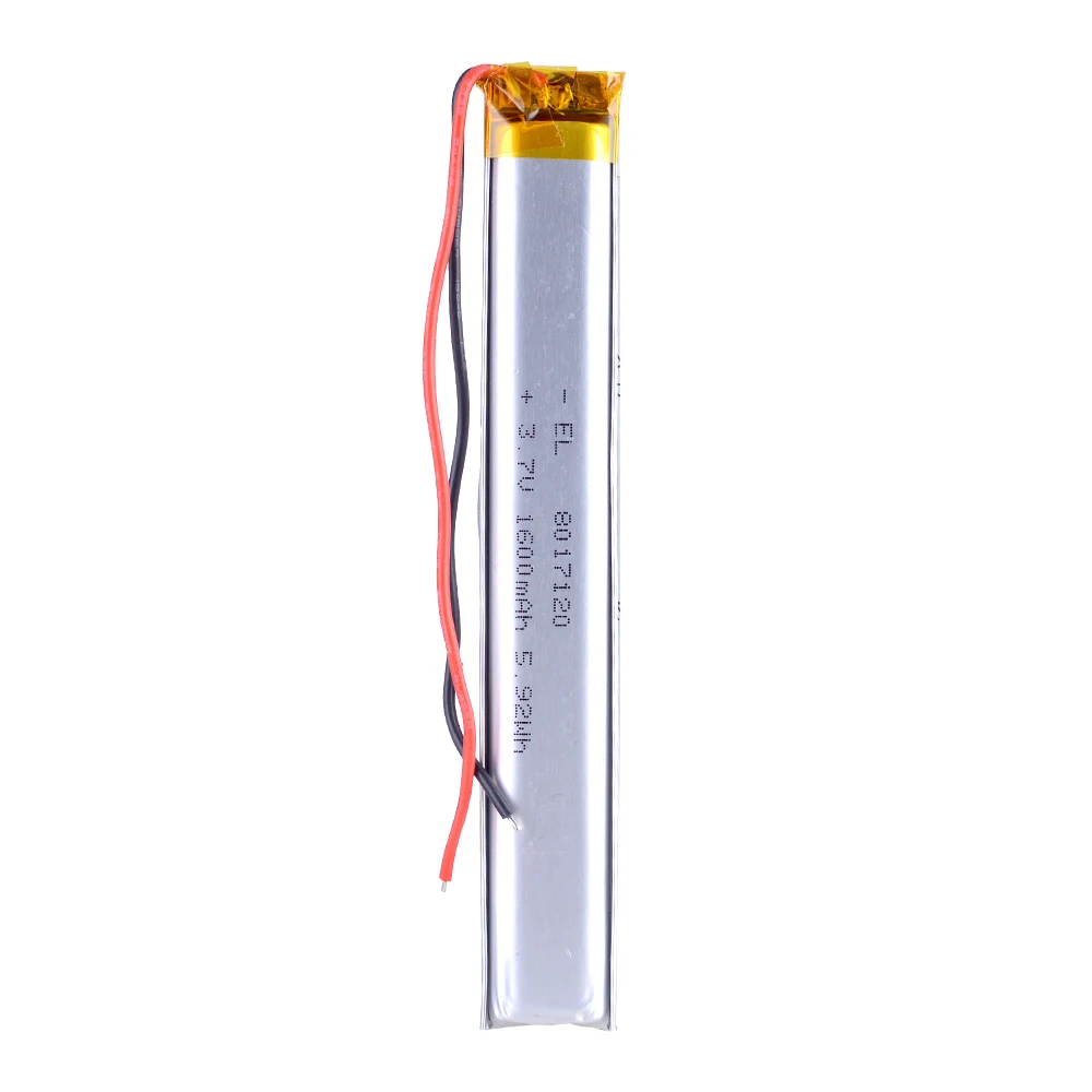 8017120 3.7V 1600mAh Lithium Polymer Rechargeable Battery lipo cellS For LED lights Bluetooth keyboard Car camera recorder