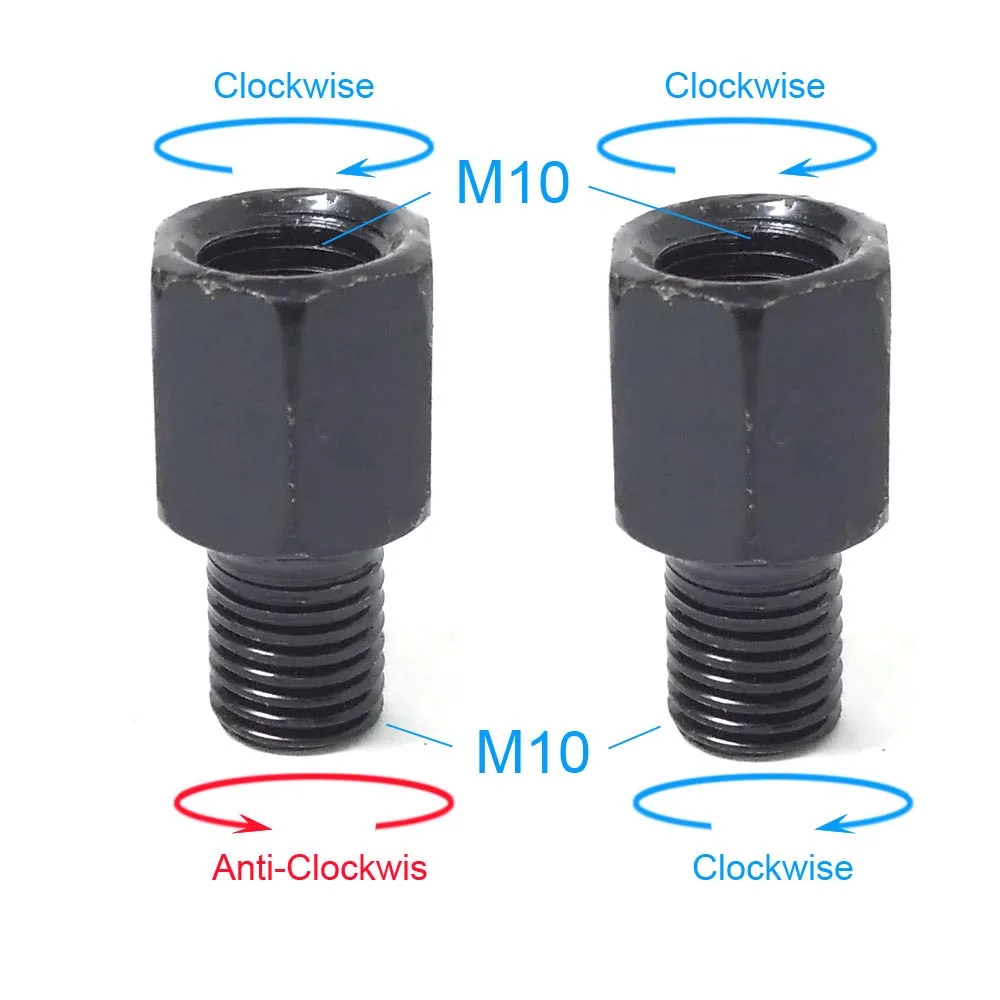 

Пара черных адаптеров для зеркал мотоцикла M10 10 мм M8 8 мм, болт для преобразования зеркал заднего вида по часовой стрелке, анти-часы, правая и левая резьба