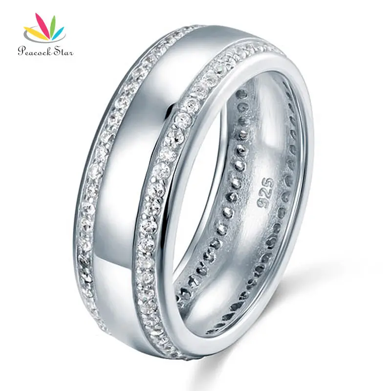 

Peacock Star Round Cut Men's Wedding Band Solid 925 Sterling Silver Ring CFR8052