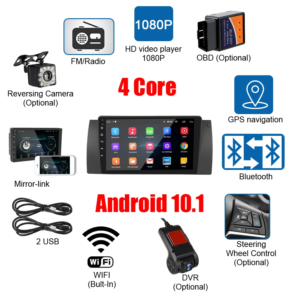 12 В 9-дюймовый экран Φ 2Din MP5 MP3 стерео радио аудио FM GPS Bluetooth WiFi DVR комплект камеры для