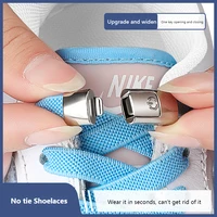 2022 No Tie Shoe laces Press Lock Shoelaces without ties Elastic Laces Sneaker Kids Adult 8MM Widened Flat Shoelace for Shoes 1