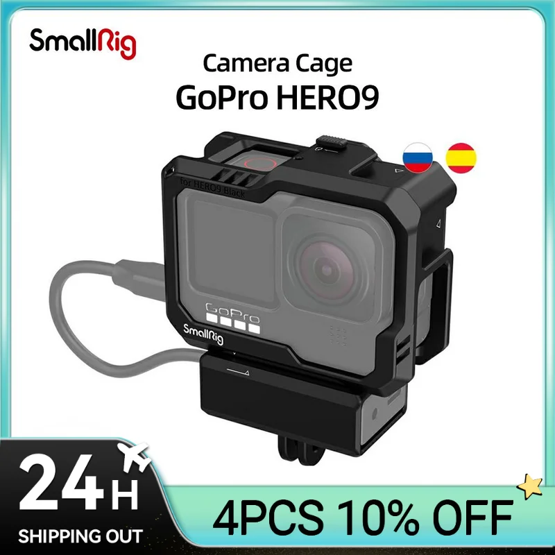 

SmallRig Black Full Action Camera Cage For GoPro HERO9 / HERO10/ HERO 11 Full Cage with Press-on Flap Lock for Quick Disassembly
