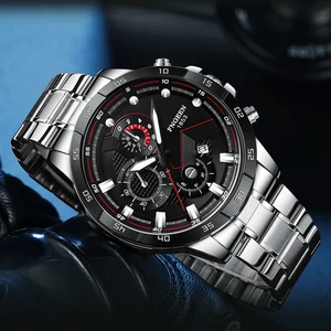 FNGEEN New Fashion Mens Stainless Steel Quartz Watch Men Top Brand Luxury Wristwatch Waterproof Spor in Pakistan