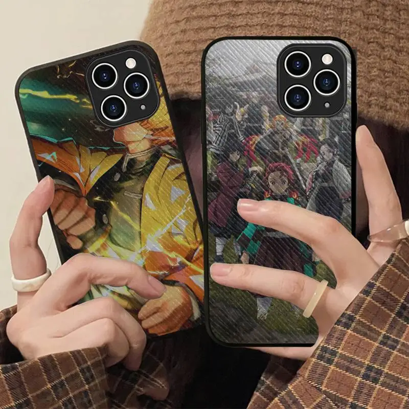 

Anime Demon Slayer Phone Case Hard Leather Case for iPhone 11 12 13 Mini Pro Max 8 7 Plus SE 2020 X XR XS Coque