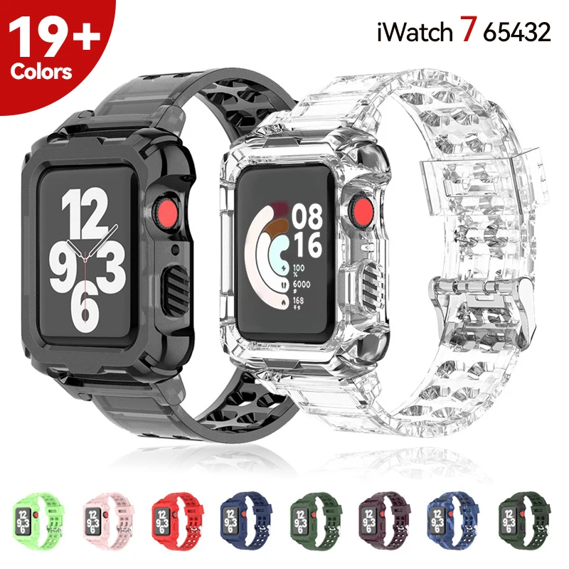 

Apple Watch Band 44mm 42mm 41mm 40mm 38mm Bracelet Watchband Cover for Iwatch Series 3 4 5 6 SE 7 TPU Case+strap for Apple Watch