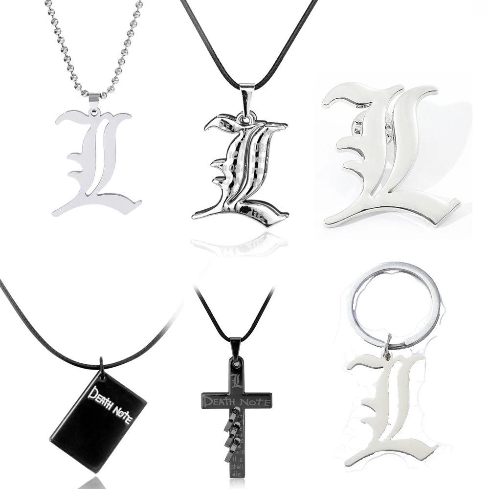Anime Death Note Necklace Ryuk Ryuuku Metal Necklaces Double L Pendants Souvenirs Cosplay Accessories Jewlery Woman Man Gifts