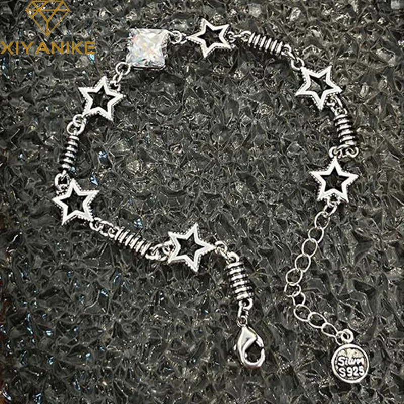 

XIYANIKE Sweet Zircon Star Charm Chain Bracelet For Women Girl Trendy Fashion New Jewelry Friend Lady Gift Party pulseras mujer