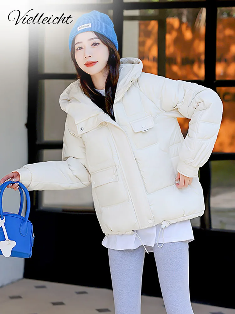 Vielleicht 2022 New Women Winter Puffer Parka Hooded Female Warm Thicken Coat Clothes Korean Style Loose Oversize Ladies Jacket