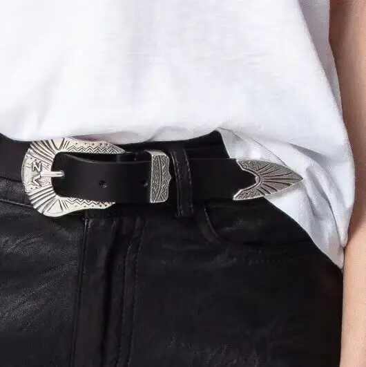 

Women's Metal Buckle Genuine Leather Belt
