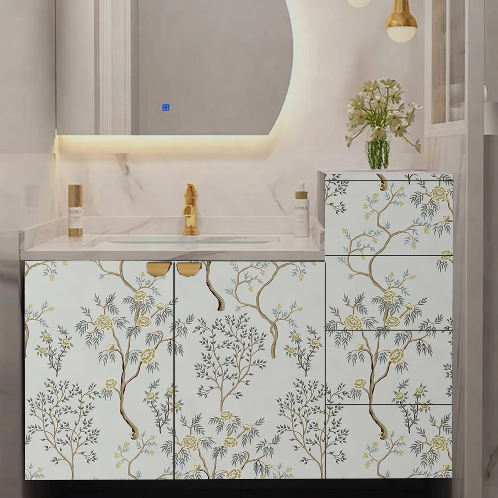 Цветочная Съемная настенная бумага самоклеящаяся желтого цвета для обновления