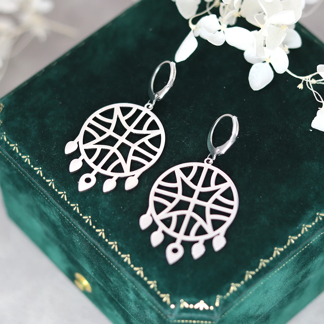 Женские серьги-кольца ручной работы из нержавеющей стали в стиле бохо