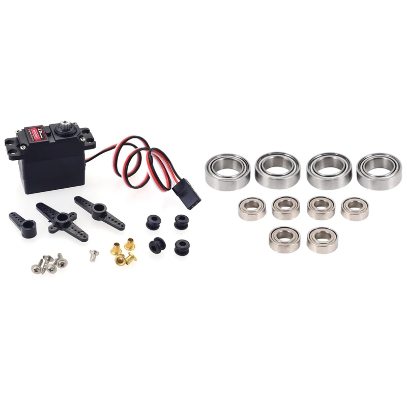 

NEW-1 Set RC Car Drive Shaft Gear Bridge Front Axle Full Metal Kit & 1 Set Analog Gear Servo 3.5Kg Torque