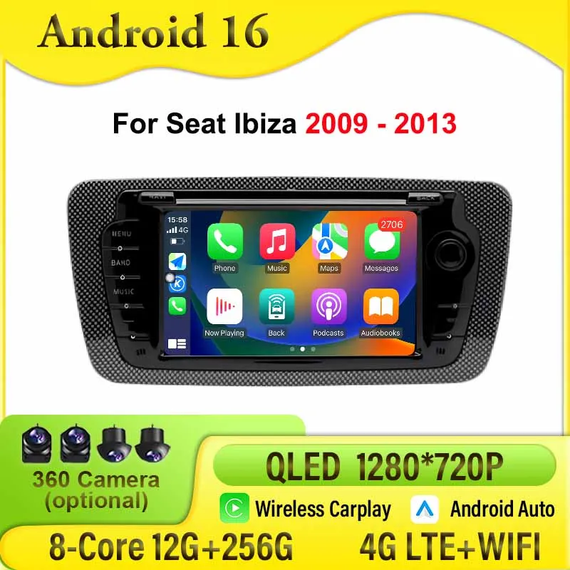 Фото Для Seat Ibiza 2009-2013 Беспроводной CarPlay Android Auto Авто Радио Мультимедиа GPS Навигация 7 