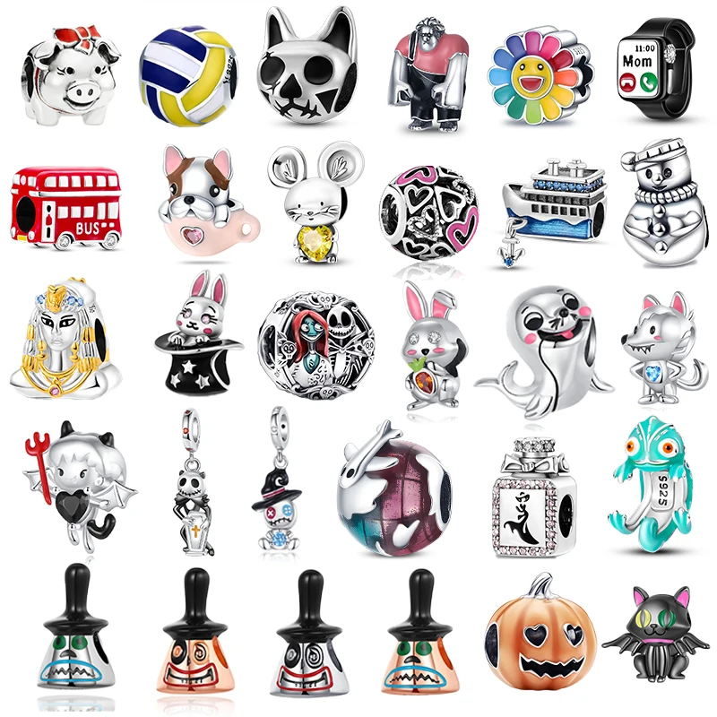 

925 Sterling Silver Halloween Trend Charm Beads Original Pandora DIY Prathali Bracelet Charm Gift for Women