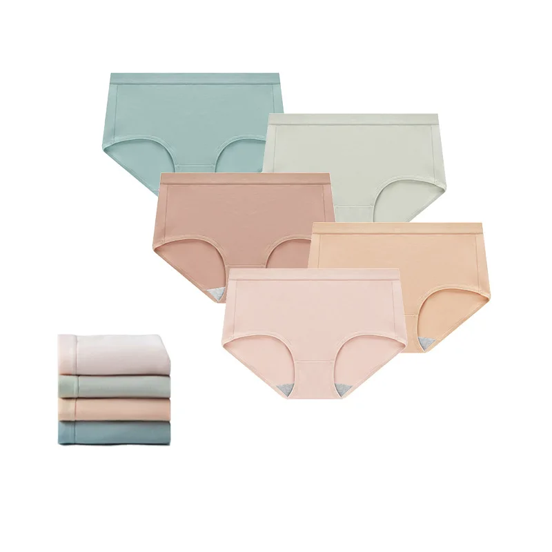 Светлые женские трусики трусы из чесаного хлопка со средней талией однотонное