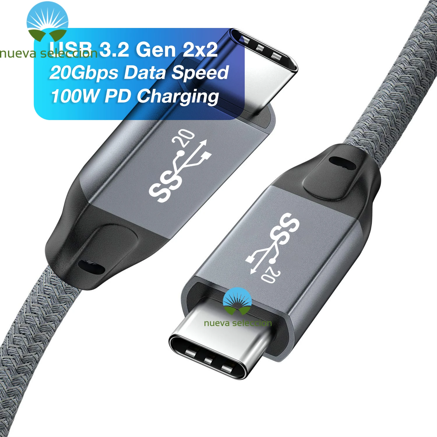 

USB 3.2 20Gbps USB-C to USB-C Data Cable Type-C 4K Video 100W PD Charge Short Cord Braided Wire for Xiaomi Huawei Macbook Pixel