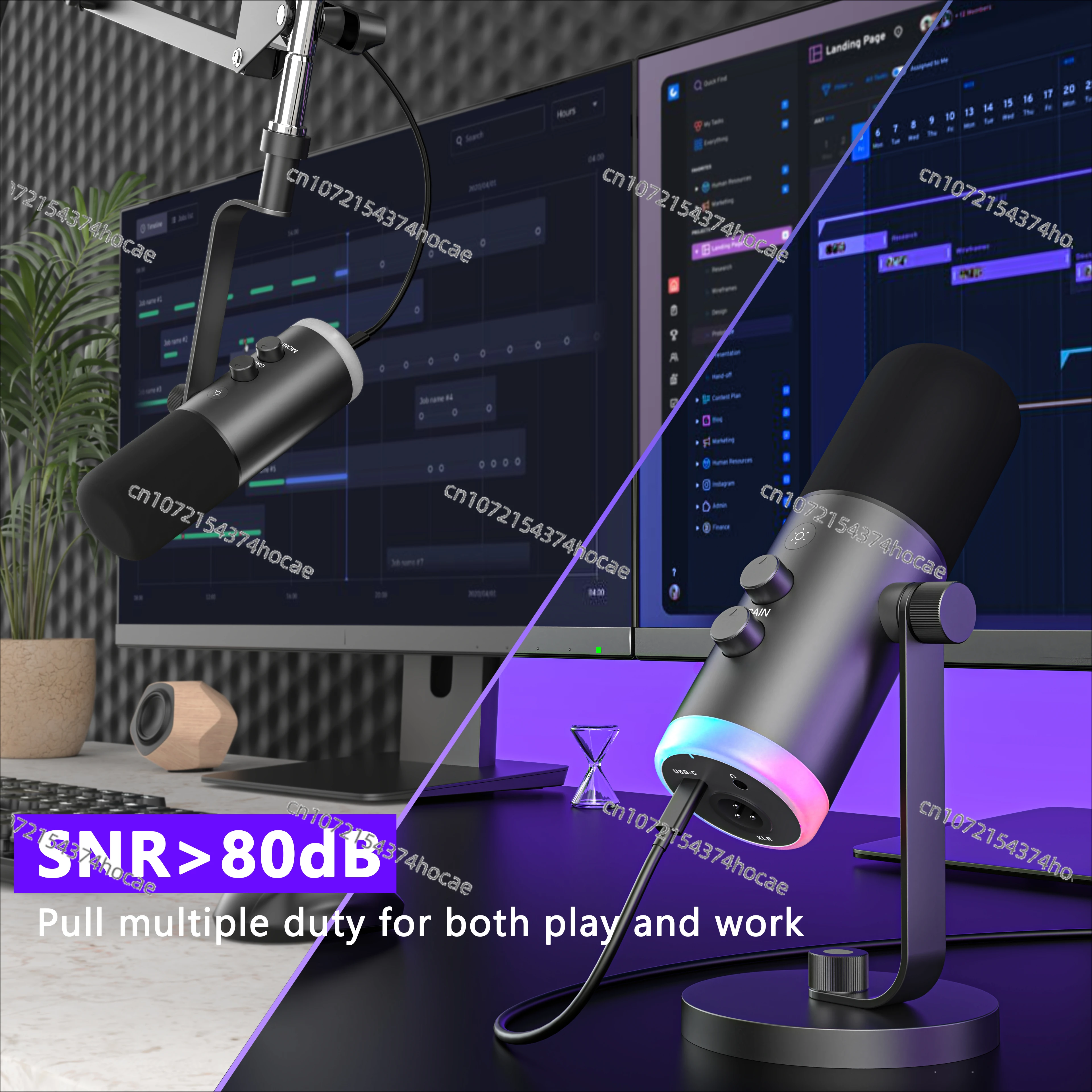 Фото Динамический игровой микрофон для подкастов с управлением RGB для профессиональных устройств №2