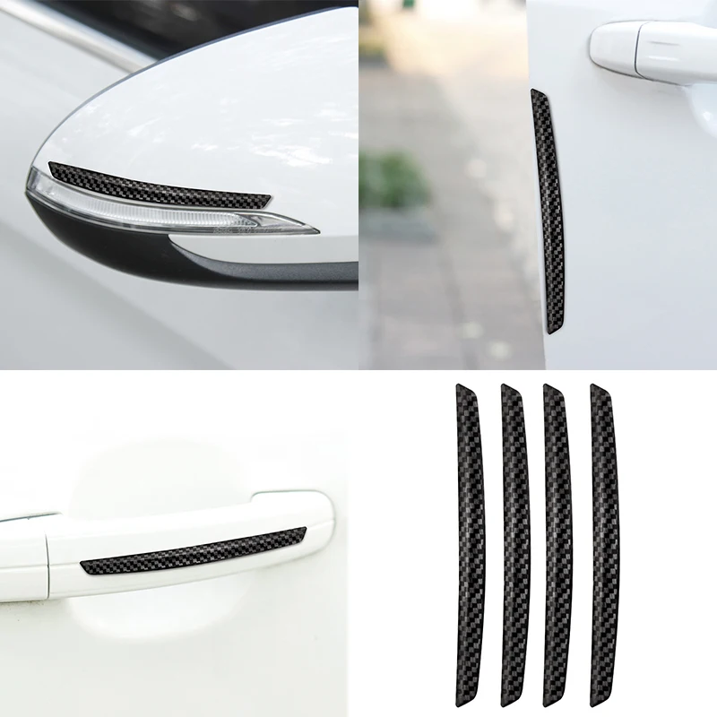 

4PCS Car Door Anti-collision Strips Car Rearview Mirror Anti-collision Stickers Bumper Carbon Fiber Protection Decorative Glue
