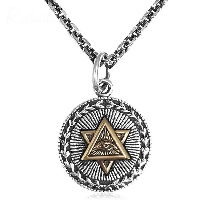 

Christmas Gift Ancient Egypt Amulet All Seeing Eye Pendant Necklace Mens American Fashion Party Street Jewelry Star Necklace