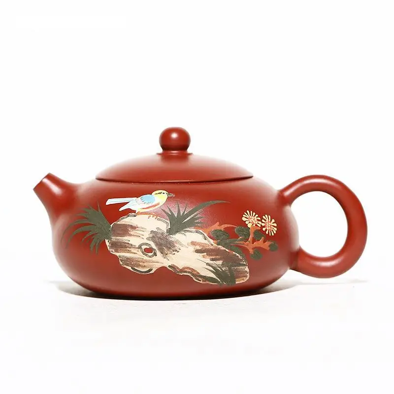 

180ml Raw Ore Dahongpao Flat Xishi Tea Pot Yixing Purple Clay Teapot Filter Beauty Zisha Tea Maker Chinese Teaware Accessories