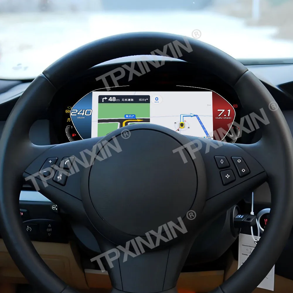 Фото 12.3'' Цифровой одометр для автомобиля с поддержкой Carplay для BMW 5 серии E60 E61 CCC CIC 2003-2009, ЖК-панель приборов, цифровой спидометр, цифровая приборная панель. №1