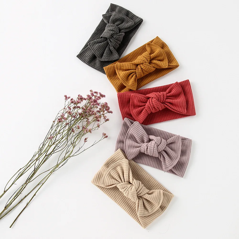 

2Pcs/Lot Knit Baby Headband Elastic Waffle Newborn Headbands Girl Turban Kids Headwear Hair Bands Infant Baby Hair Accessories