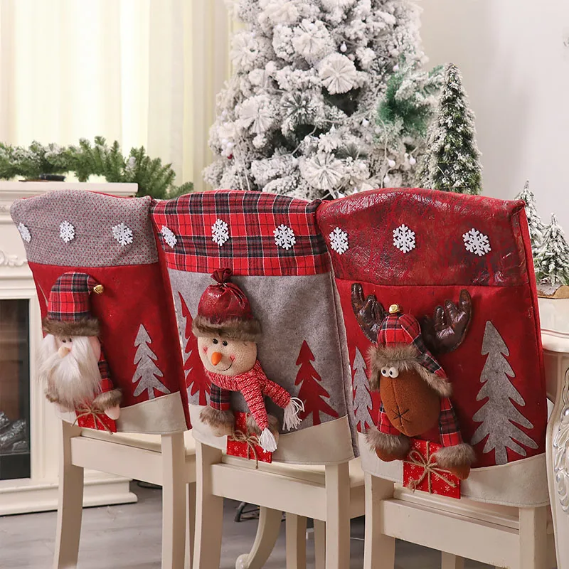 

Christmas Cartoon Three-dimensional Doll Chair Cover Santa Claus Snowman Chair Cover New Year's Home Kitchen Decoration Props