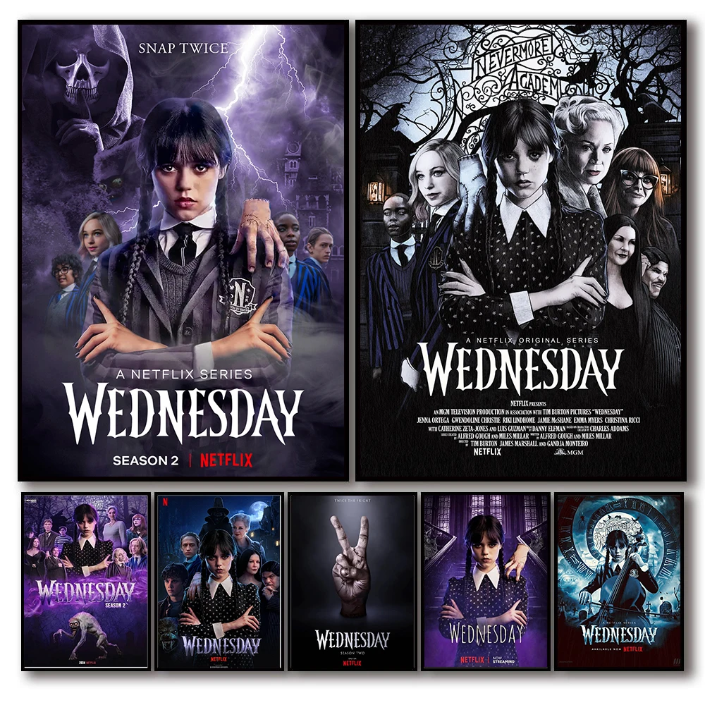 

Movie Wednesday Sesson Pop 2 Poster Aesthetic Canvas Print Horror Film TV Show Jenna Home Decoration Wall Art Muarl Room Decor