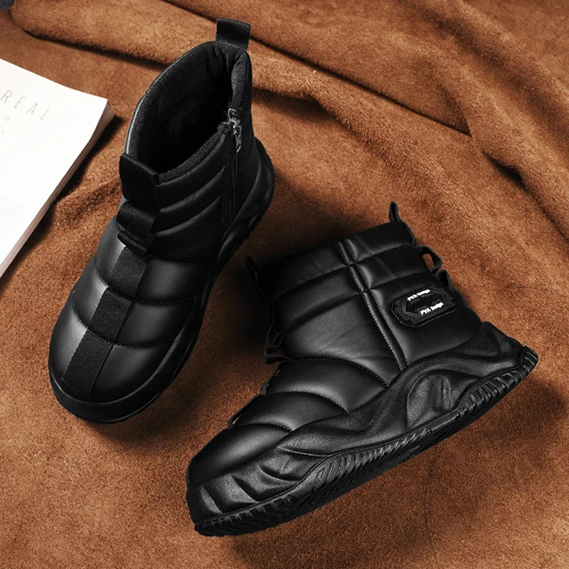 Теплые зимние ботинки на меху мужская обувь зимняя повседневная кожаная