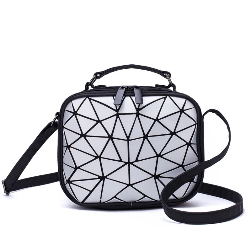 

Women Laser Luminous Holographic handbags Crossbody Bags for Women 2022 Shoulder bag Geometric Plaid Hologram small Square bags
