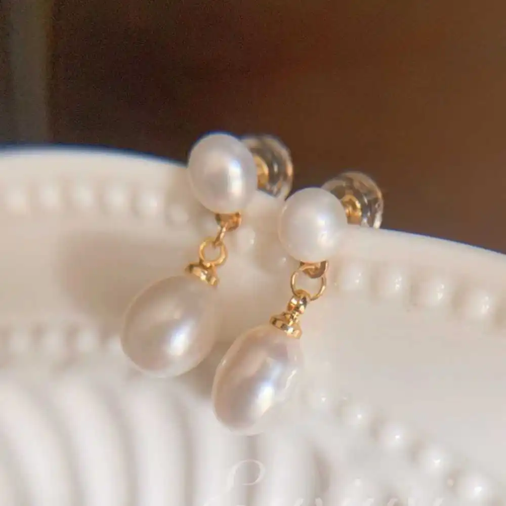 

Lucky White Baroque Pearl Earrings 18k Hook Eardrop Fashion Halloween Classic Thanksgiving Party New Year FOOL'S DAY Gift Lucky