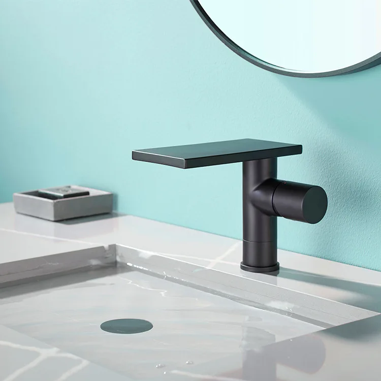 

Fashion brass material Matte Black bathroom faucet hot and cold single lever water fall basin ,bathtub sink mixer