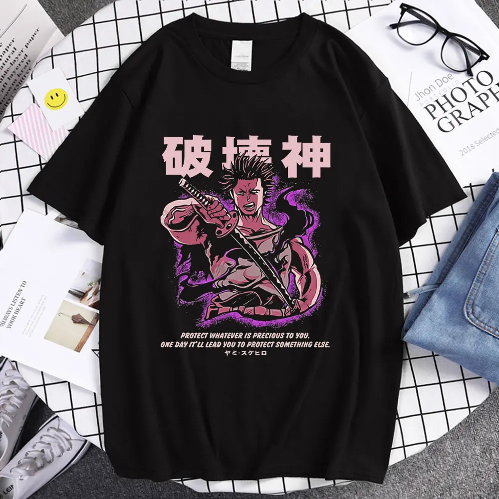 

Japanese Anime Black Clover Yami Sukehiro T Shirt Men Causal Summer Tops Harajuku Vintage T-shirt Unisex Fashion Tees Clothes