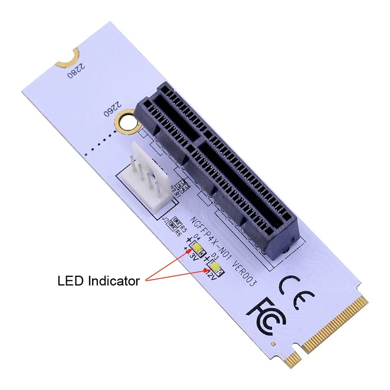 Переходник NGFF M.2 к PCI-E 4X Riser Card M2 Key M Pcie X4 со светодиодным индикатором напряжения