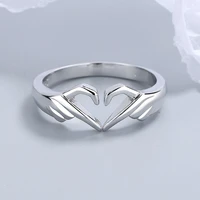 romantic hands than heart rings geometric palm love gesture couple fashion rings simple goldsilver couples wedding rings