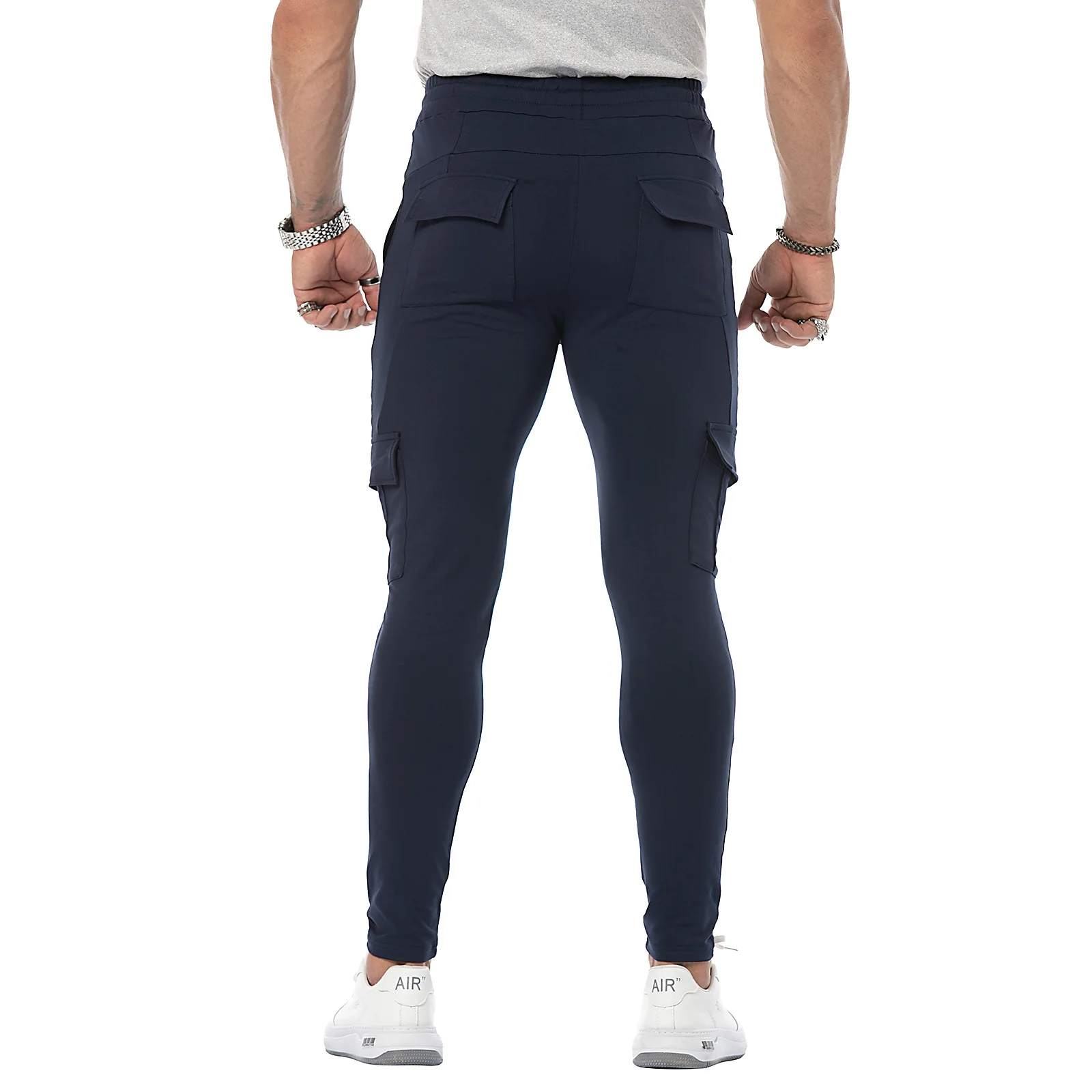 Spring Autumn New Men's Sports Pants Cotton Tight-fitting Tie Feet Multi-pocket Casual Pants Sweatpants Men Jogging Pants Men
