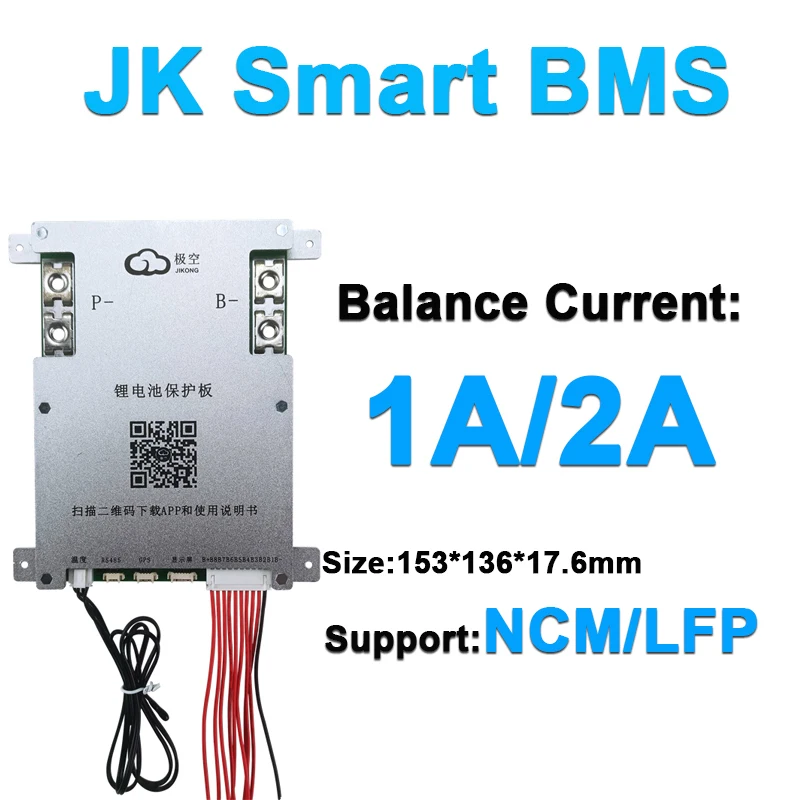 

3S 4S 5S 6S 7S 8S JK Smart BMS with 1A/2A Active Balance Current NCM/LFP Battery Protection Board for LifePO4 Lipo Battery BMS