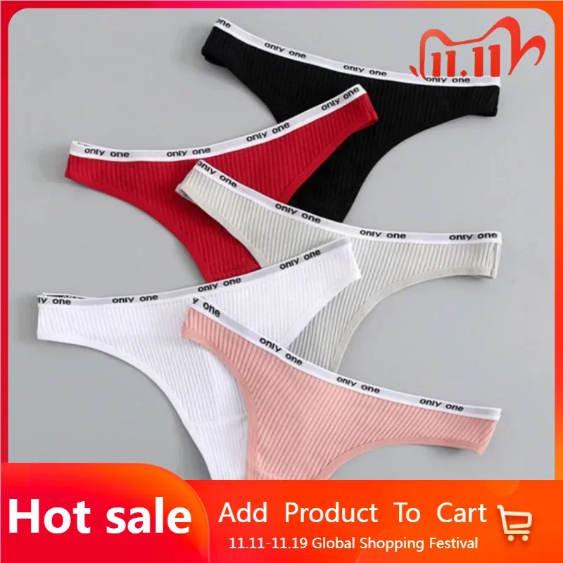 

3PCS Sexy Panties Cotton G-String Women Underwear Soft Intimates Letter Underpants Solid Color Thong Breathable Briefs Lingerie
