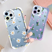 transparent flower phone case for iphone 13 pro max mini 11 12 pro max xr xs max 7 8 plus x se 2020 daisy shockproof soft bumper