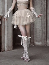 Blood Supply Women Ballet Mesh Mini Ball Gown Skirt Bow Puffy Violent Skirt Support A-line Cake Skirt Party Birthday Skirt