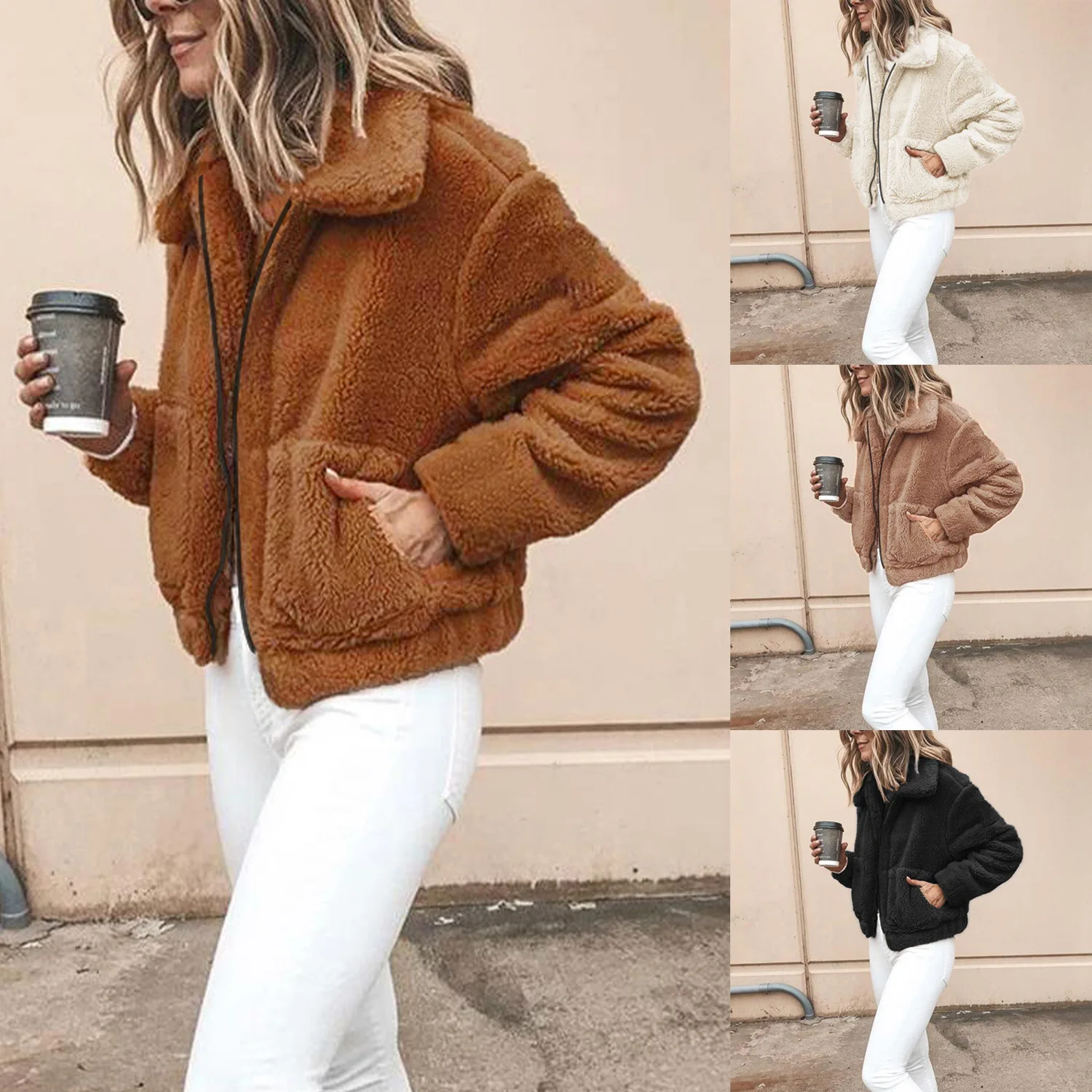 Women's Fur Jacket Autumn and Winter Fashion Casual Plush Faux Fur Coat Women Faux Fur Coat