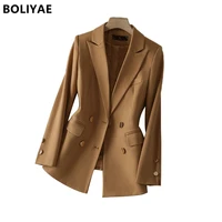 2022 blazer jacket womens buttons double breasted textured blazer long sleeved ladies office jacket womens clothing tops coat