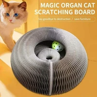 funny pet scratch board cat toy with bell kitten grinding claw dog climbing frame round corrugated cat litter scratch toy