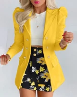 new spring and autumn leisure fashion suit womens double breasted long sleeve skirt suit 2 piece office women dress skirt set